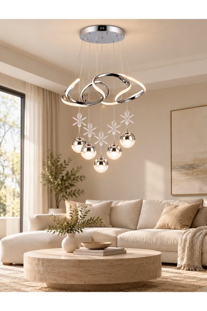 Galaksi Modern Sarkıt Led Avize 3 Renk KORM kaplamalı Toplu Kelebek Taşlı