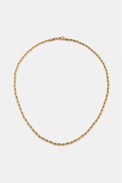 4mm X 55cm 316L Çelik Rope Halat Zincir Gold Ton Erkek Kolye