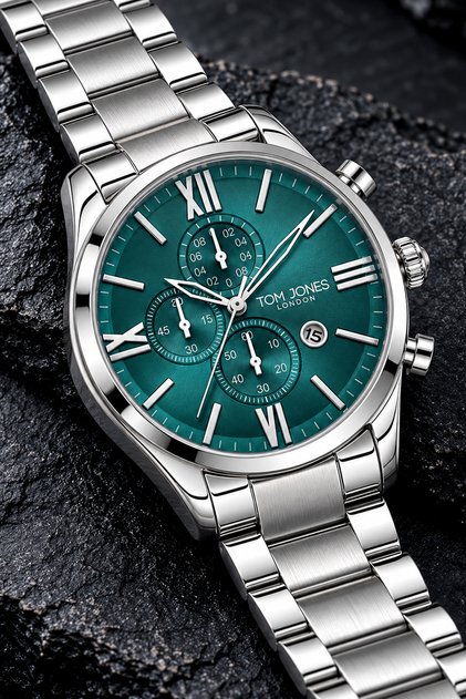 Original Cut Glass Men's Wristwatch Waterproof Silver Color Steel Band GTJE2098C3