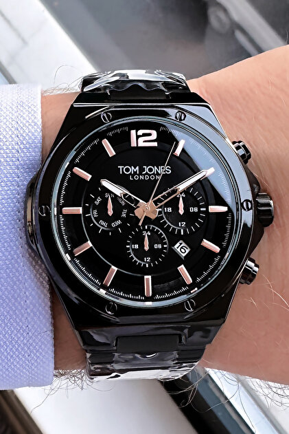 Original Gift Men's Wristwatch with Calendar Black Color Steel Band 3 Atm Water Resistant Tje4627C8