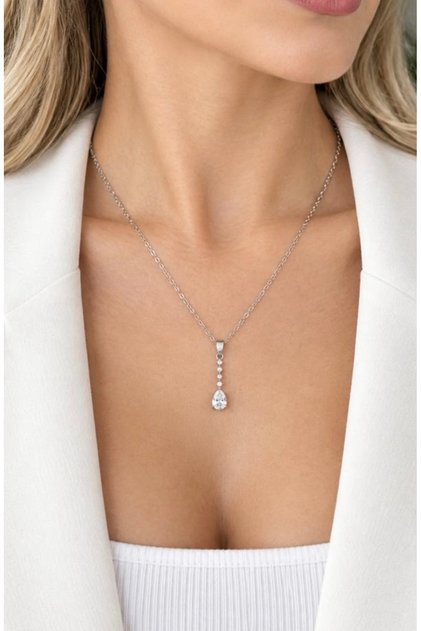 Steel Single Stone Necklace