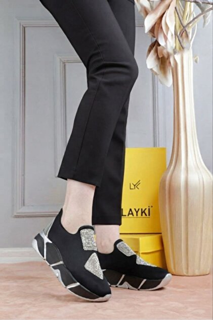 Immobile Silver Colored Front Glossy Rhinestone Parachute Fabric Lux Women's Sneakers