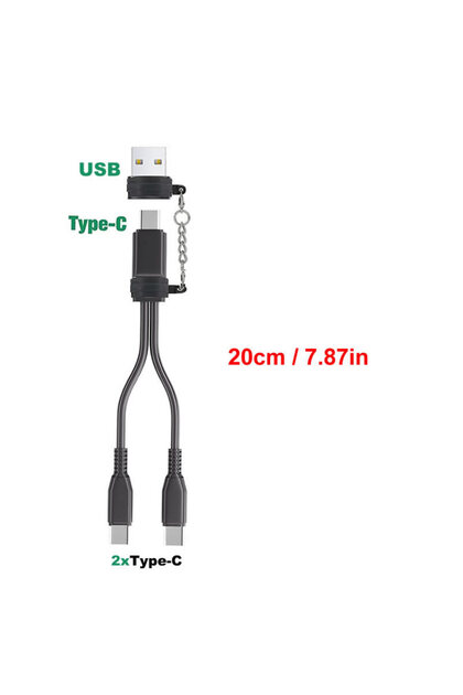 A-C to 2xType-C 20cm 1 in 2 Out Dual USB C Cable USB A C to Type C Splitter Charging Cable, Multi Hu