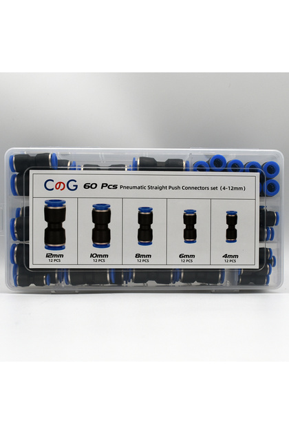 60PCS/Box Set Air Straight Pneumatic Fittings PU Water Pipes Quick Release Connector PU-4-6-8mm Plas