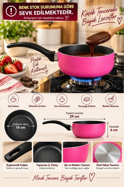 14 cm Depth Teflon Mini Milk Pot Sauce Pan Oil Melting Pan Sauce Pan Food Preparation