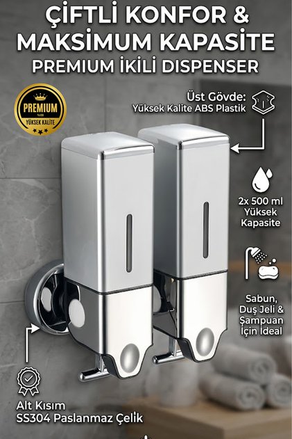 Stainless Steel Bottom Part 2X Suitable for Use of 500 ml Soap, Shower Gel, Shampoo Ss304 Quality
