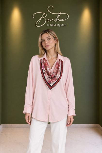 Shirt with a Scarf on the Front