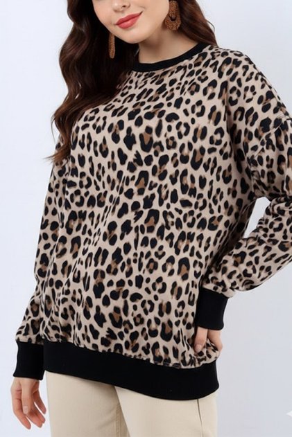 Hanorac gros cu imprimeu leopard pentru femei