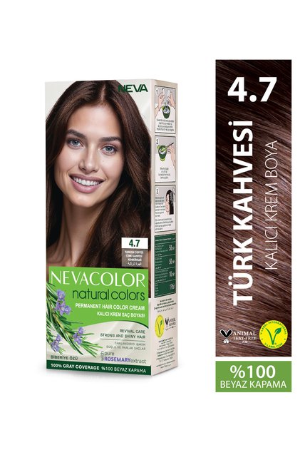 Natural Colors 4.7 TÜRK KAHVESİ Kalıcı Krem Saç Boyası Seti