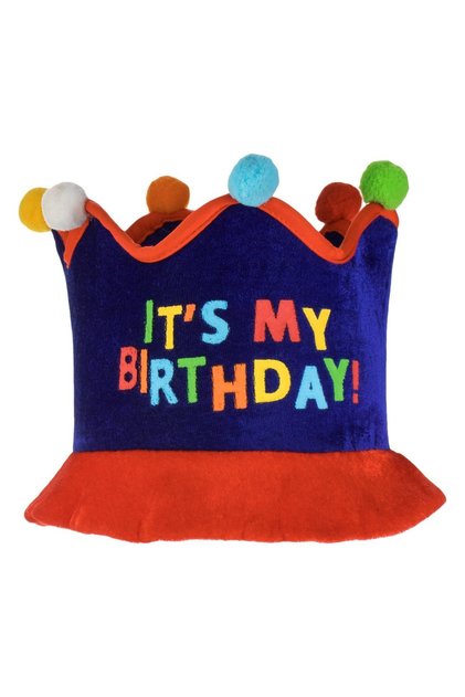 Palarie de Petrecere Coroana Albastra Rosie cu "Happy Birthday" Ø64x14cm