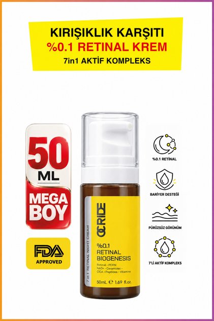 0.1% Retinal Biogenesis Anti-Wrinkle Night Care Cream 50 ml – Pdrn, Nad+, Ceramide, Cica and Peptide - (Retinal Shot)