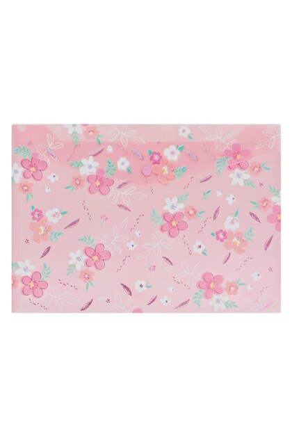Mapă cu capsă, roz cu model floral și glitter, 33x23,6 cm