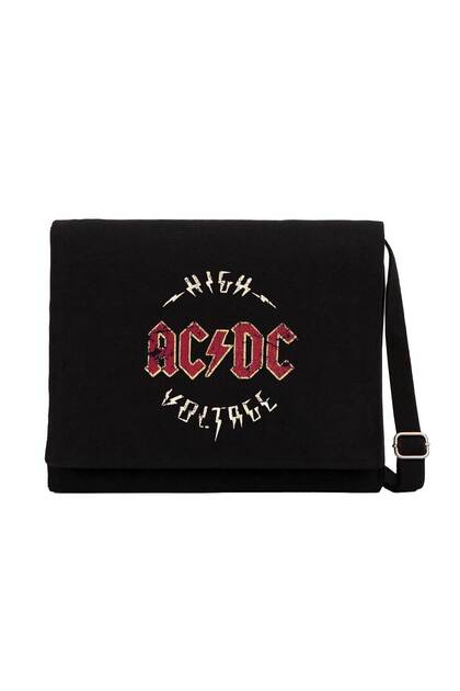 AC DC Vintage crno platno Poštarska torba