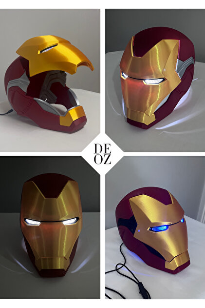 Iron Man Helmet – Mobil Cihaz Kontrollü, Mekanik Açılır Kask & LED Aydınlatmalı En Gelişmiş Model