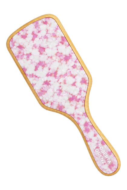 Written Pink-White Marble Patterned Natural Bamboo & Acetate Hair Comb