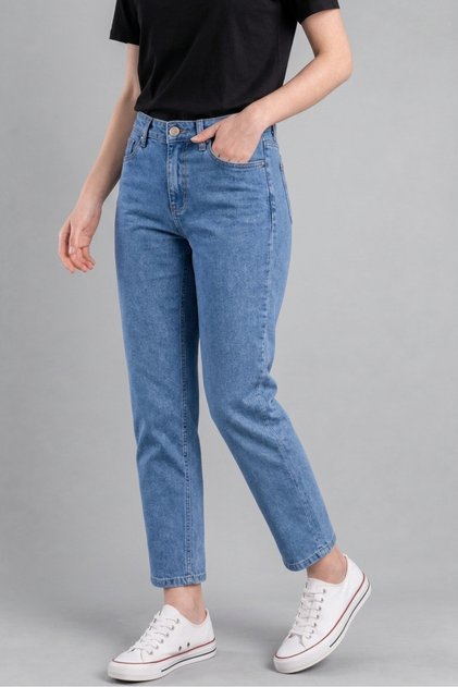 Women's Mom High Waist Boyfriend Cut Lycra Jeans