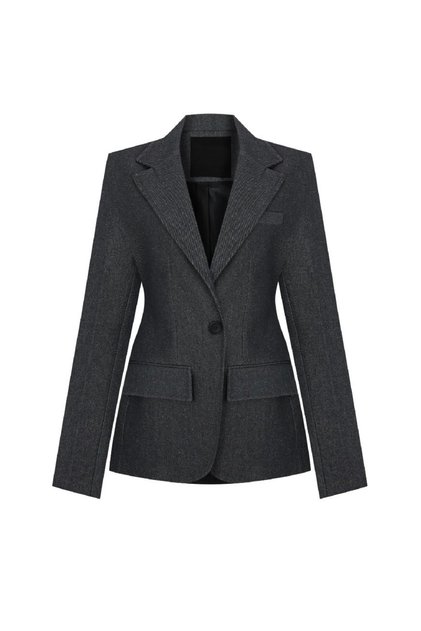 HOURGLASS DENIM BLAZER JACKET DARK GREY