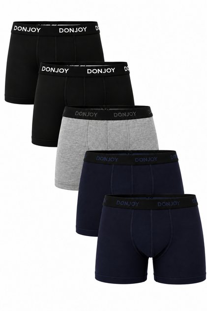 Men's 5-Piece Cotton Lycra Combed Cotton Boxers with Elastic Waist