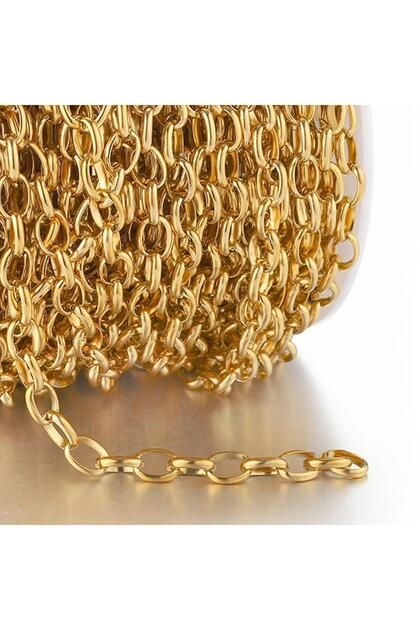 1 Meter Gold Color 1 Meter Stainless Steel 7.5mm Oval Chain for DIY Necklace Bracelet Bag Chain Jewe