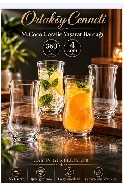 Coralie 4-lü Meşrubat Bardağı Seti