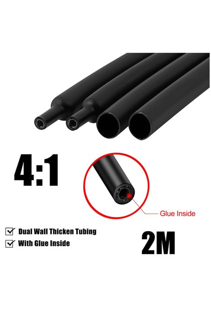 12mm 2m 2M 4:1 Heat Shrink Tubing Adhesive Waterproof Glue Insulated Dual Wall Black Heat Shrinkable