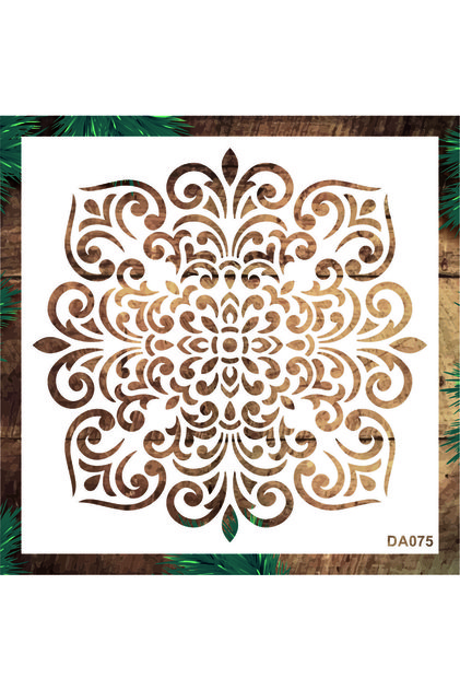 Stencil Tasarım Da075 Damask Duvar Ahşap Cam Kumaş Boyama Deseni
