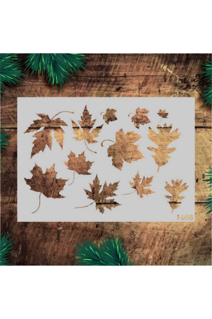 Stencil Tasarım F056 Çınar Yaprağı Şablonu - Dekoratif Duvar Ve Eşya Boyama Şablonları 21x30 Cm