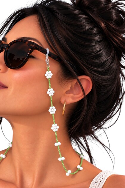 Handmade Beaded Flower Glasses Rope Strap