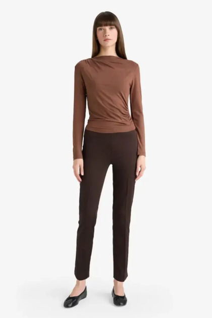 Sigaret Satin Regular Waist Straight Leg Trousers J8743Az26Au