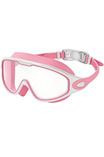 Pink Clear Swimming Goggles Wide View Swim Glasses No Leaking Anti-Fog UV Protection 180° Clear Visi