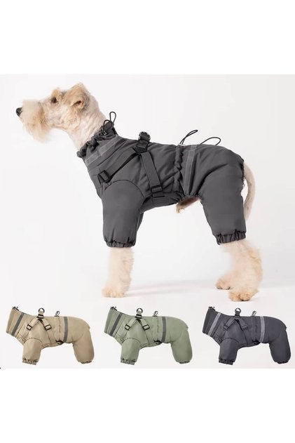 Dolgulu Su Geçirmez Kışlık Köpek Tulumu Gri