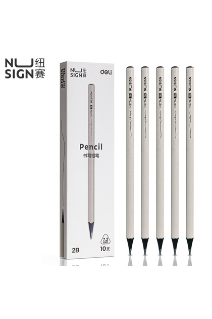 2B 1BOX Nusign Wooden Pencils 10pcs/Box - HB & 2B Black Writing Pencils for Office & School Sup