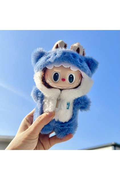 no doll Conjoined Blue Shark Kawaii Shark Onesie for Mini Doll 17cm Cute Plush Doll's Clothing Outfi