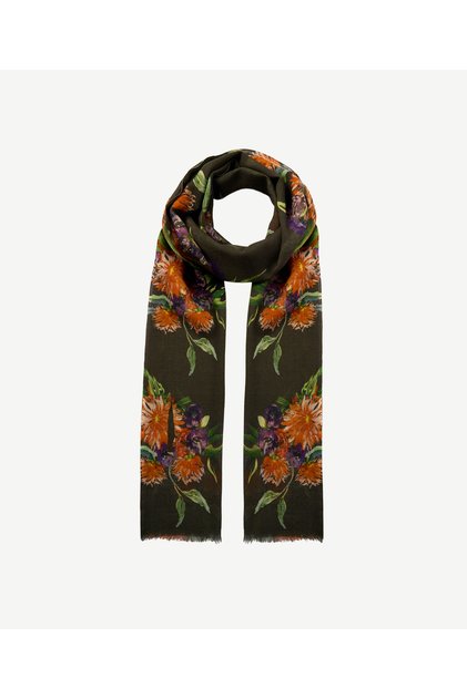 Large Floral Patterned Wool Shawl