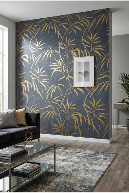 Bien Exclusive 5361 Modern Parlement Gold Palmiye Tropikal Premium Duvar Kağıdı 5,30 M² aura