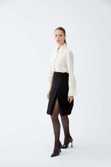 Pileli Midi Etek Siyah K2215060_001