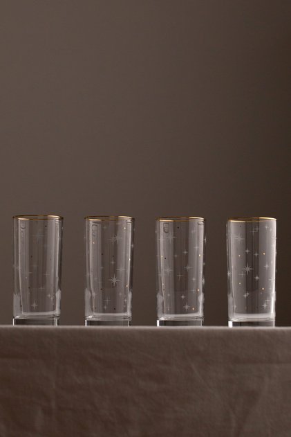 Star Gold Gilded 4-Piece Soft Drink Glass Set 380 Cc