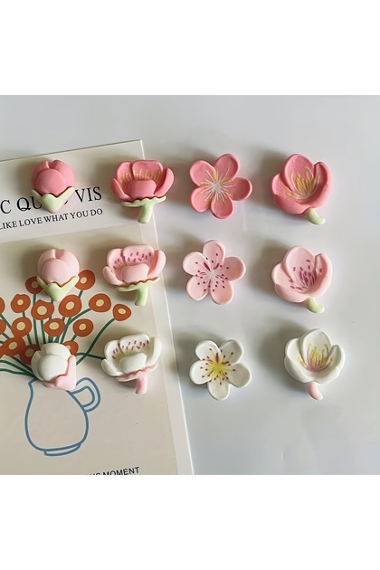 12pcs 12pcs Kawaii Flower Decoration Refrigerator Magnets, Suitable for Office Kitchen, Home Decorat