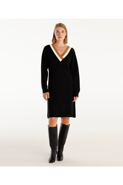 V-Neck Knitwear Dress