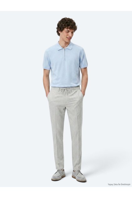 Gray Plain Woven Jogging Fit Casual Trousers