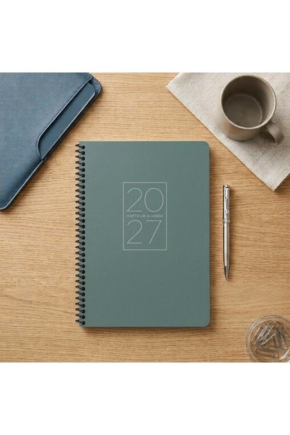 2027 Year Spiral Weekly Planner 20X28 cm Green