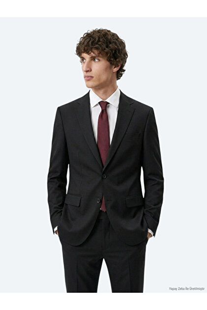 Anthracite Straight Modern Fit Wool Blended Suit