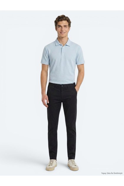 Navy Blue Woven Jogging Fit Casual Cotton Blend Trousers