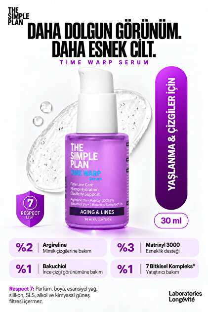 Time Warp Serum – İnce Çizgi ve Kırışıklık Görünümü İçin Peptit + Bakuchiol + Hyaluronic Acid Serum 30 ml