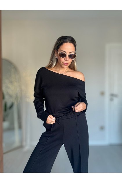 Sports Suit Off-Shoulder Anthracite and Black Color
