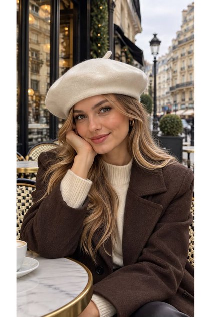 Ecru Wool Felt French Women's Painter Beret