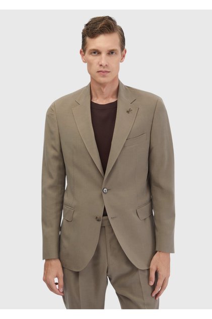Light Brown Plain Zeroweight Slim Fit Suit