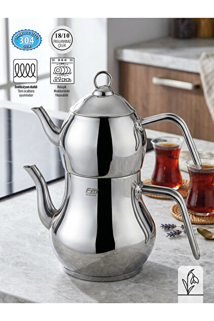 AYDER MEGA BOY ÇAYDANLIK | 18/10 PASLANMAZ ÇELİK | İNDÜKSİYON TABAN | 2 L + 4 L |