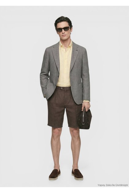 Gül Kurusu Shirt Shoulder Slim Fit 100% Linen Jacket