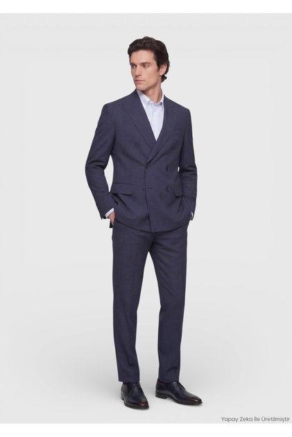 Light Navy Blue Plain Zeroweight Slim Fit Silk Blend Suit